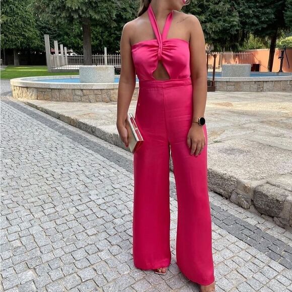 ZARA SATIN EFFECT CUT OUT JUMPSUIT - Picture 10 of 10